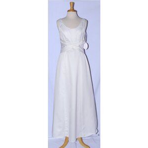 Poly USA #2820 Long Satin Dress, Informal Wedding Dress-Size M- IVORY - NWT
